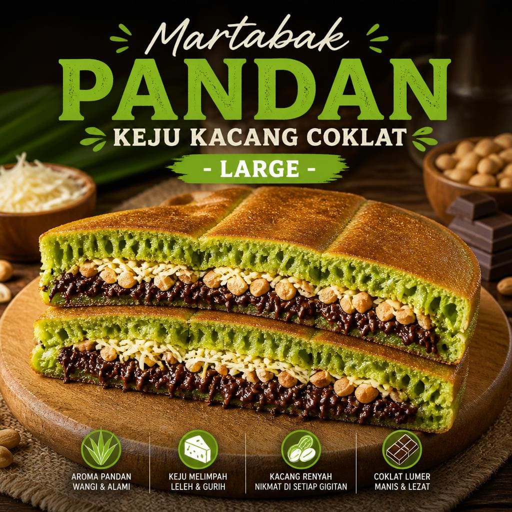 Pandan Keju Kacang Coklat Large Martabak 999 Asli Bandung